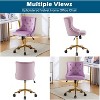 VINGLI Armless Home Office Desk Chair with Gold Base/Wheels, Vanity/Makeup Chair with Back for Bedroom, Rolling Swivel Nail Chair - 3 of 4