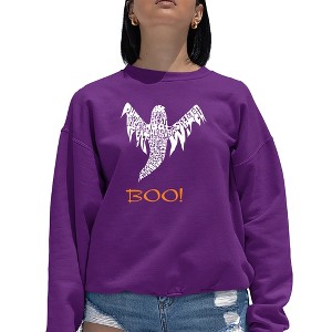 LA Pop Art Halloween Ghost - Women's Word Art Crewneck Sweatshirt - 1 of 4