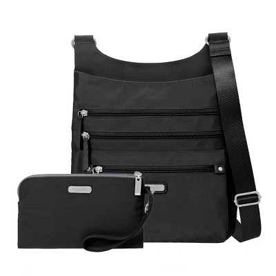 Baggallini Town Bagg Crossbody Bag - Pewter Zebra Emboss, Lightweight Nylon, Multiple Pockets - View #6