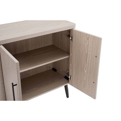 Whitewashed Oak Mid-Century Modern Office Cabinet with Adjustable Shelving