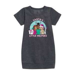 - Barbie - Holidays & Christmas Graphic Short Sleeve Fleece Dress - 1 of 3
