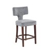 CAVINAS Mid Century Modern Bar Stools Set of 2,Linen Upholstered Counter Height Chairs with Curved Backrest for Home Pub & Kitchen Island - 4 of 4