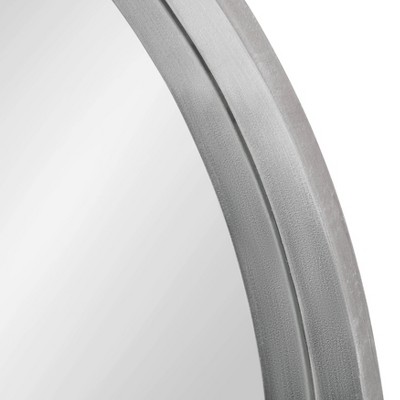 Travis 32" Round Silver Wood Accent Wall Mirror