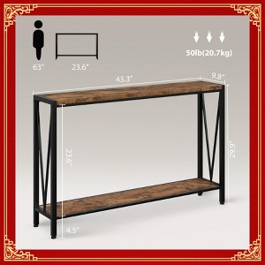 Garvee Console Table, 2-Tier Entryway Table with Storage, 43" Narrow Sofa Table with V Design, Industrial Console Table - 1 of 4
