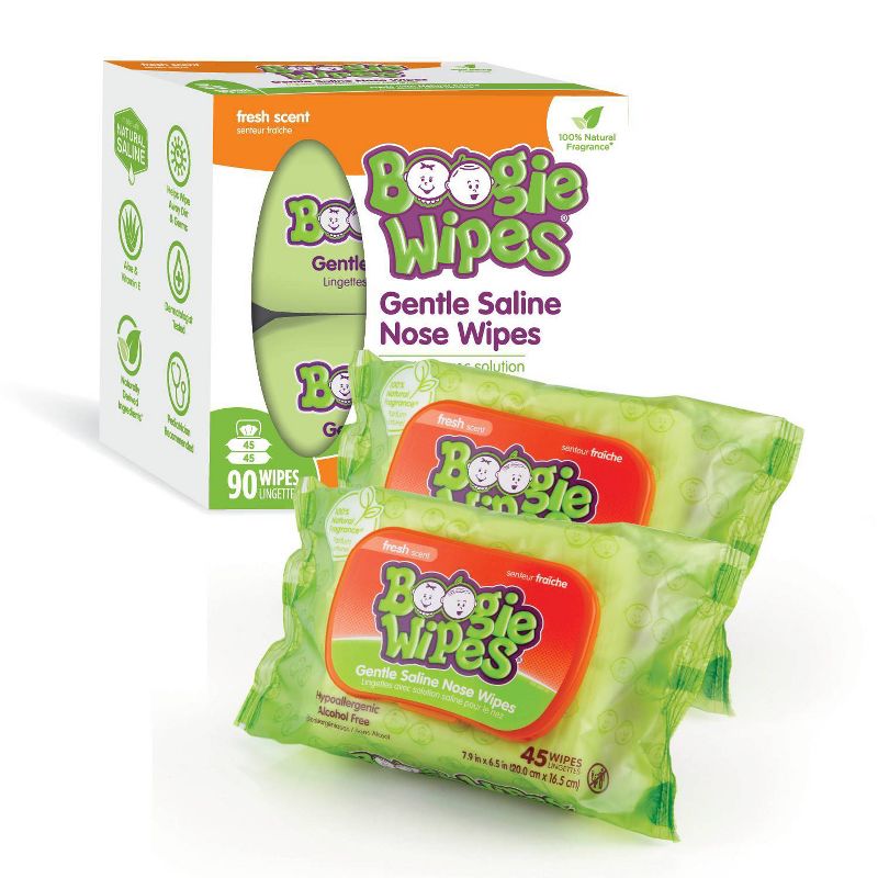 Boogie Wipes Saline Nose Wipes Fresh Scent - 90ct, 2 of 9