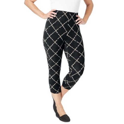 Ellos Women's Plus Size Knit Capri Leggings - 14/16, Black : Target