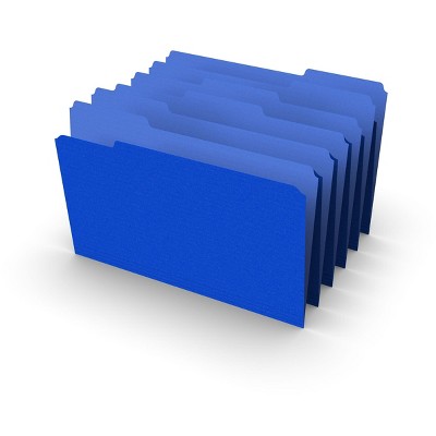 HITOUCH BUSINESS SERVICES File Folders 1/3 Cut Legal Size Blue 100/Box TR224568