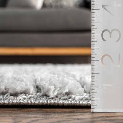 Light Grey Geometric Shag 8' x 10' Synthetic Area Rug