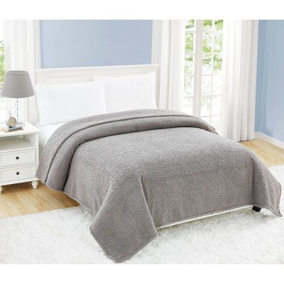 Twin XL Gray Sherpa Fleece Blanket for Kids