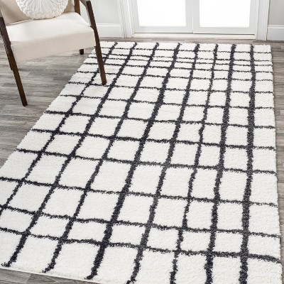 Arenal Geometric Grid Shag Area Rug  - JONATHAN Y