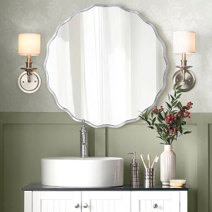 Beautyolove Round Aluminum Alloy Framed Scalloped Wavy Wall Mirror - 1 of 4
