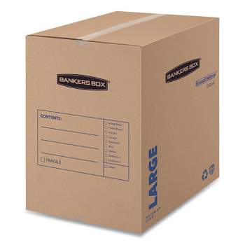Bankers Box SmoothMove Basic Moving Boxes, Regular Slotted Container (RSC), Large, 18" x 18" x 24", Brown/Blue, 15/Carton