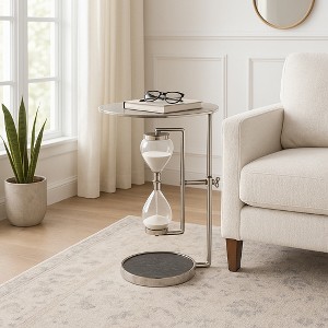 Metal End Table with Hourglass Accent for Home Decor - Side Table for Small Spaces, Bedroom, or Living Room Decor - Drink Table - 1 of 4