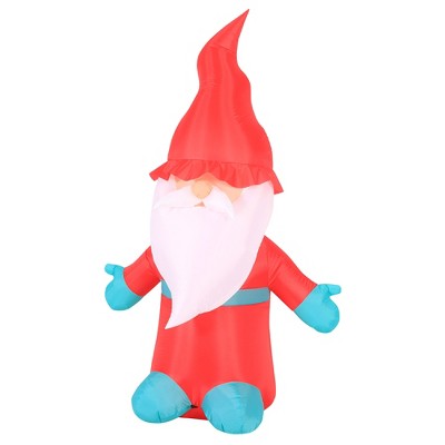 6-Foot Red and Teal Inflatable Christmas Gnome