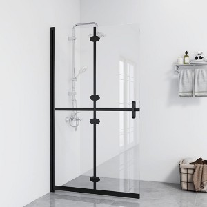 VidaXL Foldable Walk-in Shower Wall Transparent ESG Glass 35.4 in.x74.8 in. - 1 of 4