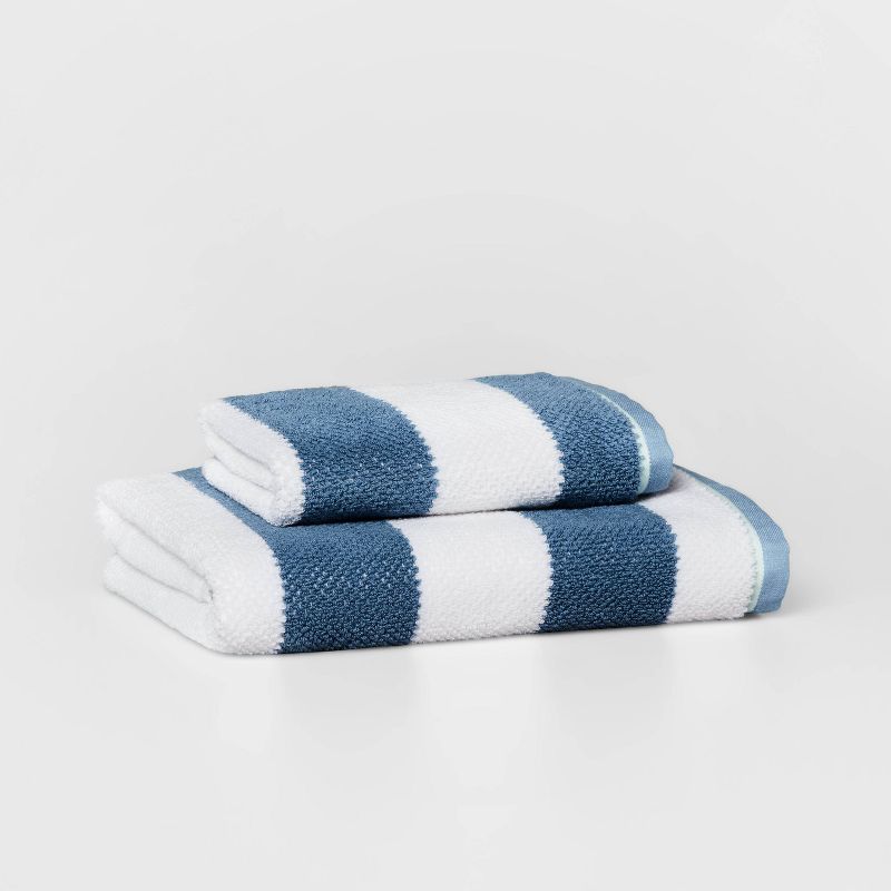 Striped Kids' Towel Navy with SILVADUR™ Antimicrobial Technology - Pillowfort™, 4 of 5