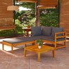 vidaXL Acacia Wood Patio Lounge Set with Dark Gray Cushions - Durable Outdoor Furniture with Modular Design for Patio, Garden, or Terrace - 2 of 4
