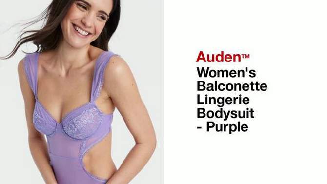 Women's Balconette Lingerie Bodysuit - Auden™ Purple, 2 of 8, play video