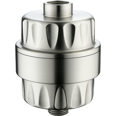 BRIGHT SHOWERS High Output Shower Filter for Hard Water, Removes Chlorine & Fluoride, Universal Multi-Stage Softener, Brushed Nickel