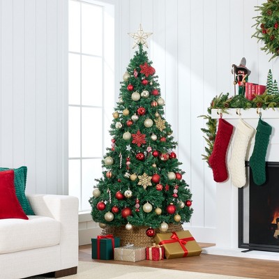 9ft Green Pine Full Artificial Christmas Tree with Metal Base