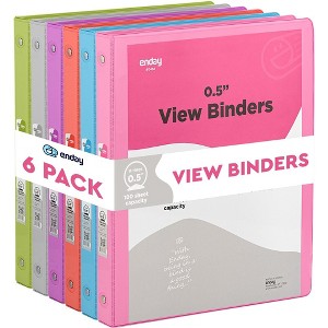 Enday 3-Ring View Binder With 2-Pockets - Multicolor 6 pack - 1 of 4