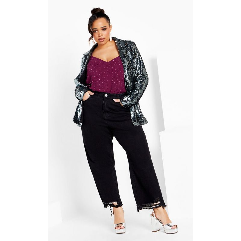 Women's Plus Size Strappy Nail Top - mulberry | CITY CHIC, 3 of 8