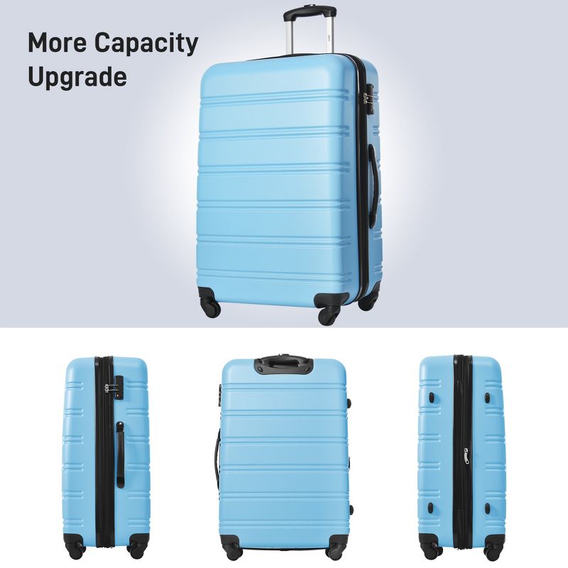 2 PCS Expandable Luggage Set(20"+24"/20"+28"),ABS Hardside Suitcase with Spinner Wheels and TSA Lock-ModernLuxe, 4 of 8