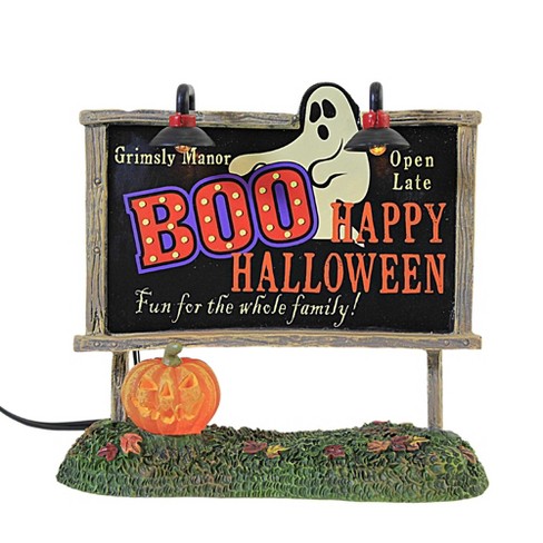 Department 56 Villages Lit Ghost Billboard - One Village Accessory 4.5  Inches - Halloween Village Accessory - 6009819 - Resin - Multicolored