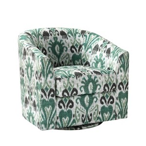 Liria Wooden Upholstered Barrel Chair for Livingroom with Metal Swivel Base | ARTFUL LIVING DESIGN - 1 of 4