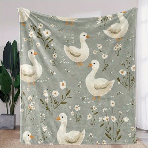 Flannel Blanket Soft Cozy Vintage Style with Cute Duck Floral Print,Christmas Gift. - 1 of 4