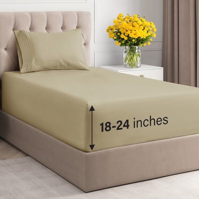 Extra Deep Pocket 4 Piece Sheet Set - Soft Bed Sheets, Fits 18"-24" Mattresses - CGK Linens