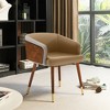 ARTPLAN Mid Century Modern Dining Chair, Faux Leather with Walnut,Uphoolsted Accent Arm Chair,Sitting Chair with Wooden Gold Metal feet - 4 of 4