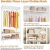3-Tier Heavy Duty Rolling Clothes Rack for Hanging Clothes, Freestanding Metal Garment Shelf Wardrobe for Bedroom Laundry Room Apartment, White - 4 of 4