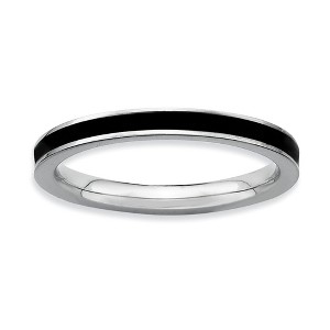 Black Bow Jewelry 2.25mm Sterling Silver Stackable Black Enameled Band - 1 of 4