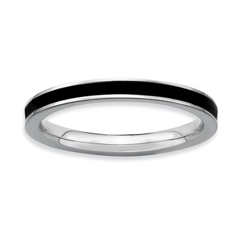 Black Bow Jewelry 2.25mm Sterling Silver Stackable Black Enameled Band - image 1 of 4