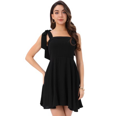 Женские платья INSPIRE CHIC Women's Sleeveless Smocked Square Neck Tank Casual Dress Small Black