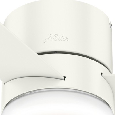 44" White Low Profile Ceiling Fan with LED Light and Remote