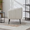 Airsurfer 29.9'' Modern Upholstered Chenille Accent Chair with Metal Legs, Channel Tufted Lounge Chair Single Sofa Round Leisure Armchair - 3 of 4