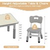Height Adjustable Toddler Table and Chair Set for 4, Graffiti Desktop, Non-Slip Design, for Home Daycare Preschool for Ages 2-8 Natural 5 pcs - 3 of 4