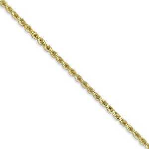 Black Bow Jewelry 2.25mm 10k Yellow Gold Solid Diamond Cut Rope Chain Necklace - 1 of 4