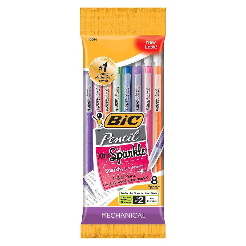BIC #2 Xtra Sparkle Mechanical Pencils, 0.7mm, 8ct - Multicolor, 1 of 8