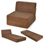 Costway Tri-Fold Fold Down Chair Flip Out Lounger Convertible Sleeper Bed Couch Dorm Brown