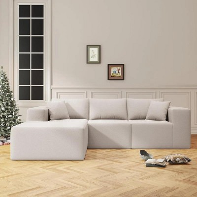 SYFERLORY 108" Cloud Sectional Couch with L-Shape Chaise,4 Seat Modern Modular Sofa with Deep Seat ,No Assembly Required (White)