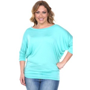 Women's Plus Size Bat Sleeve Tunic Top - White Mark - 1 of 3