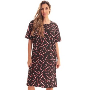 Just Love Womens Nightgown - Short Sleeve Henley Oversized Sleepwear Gown - 1 of 3