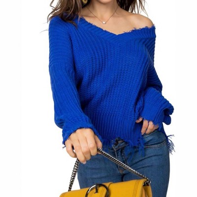 Women's Frayed Zig Zag Sweater - Mainstrip