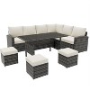 7 Pieces Outdoor Dining Set, All-Weather Rattan Sectional Sofa & Chairs, Patio Conversation Set for Poolside, Garden, Porch - 2 of 4