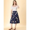 INSPIRE CHIC Women's Corduroy Elastic Waist Warm Fall A-Line Pockets Tiered Floral Midi Skirt - 3 of 4