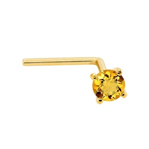 Jewelry Avalanche 22G 14K Gold L-shape Nose Stud with Citrine Gemstone - 1 of 2