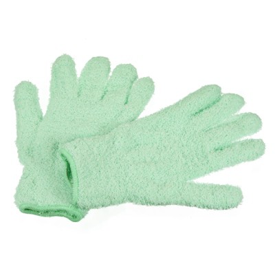 Unique Bargains Microfiber Wash Mitt Scratch Free Round Dusting Gloves for House Cleaning Washing Yellow